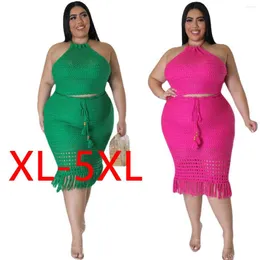 Calça vestido feminino gordo plus size mulher tricotar traje casual de duas peças