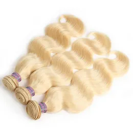 Как бразильская волна тела волны человеческих волос 613 Blonde Color 4pcs peruvian малазийская индийская девственная плетение волос для женщин54060571
