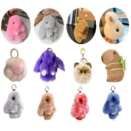 Keychains 1st Söt fluffig päls Pompon Keychain Car Key Chain Jewelry Gift Trinket Women Claw Tag For Girls Bag