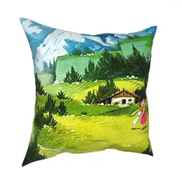 Pillow Heidi's House in the Alpes Top Cover Decorativa Cartoons Heidi Avô Pousedas Personalizadas