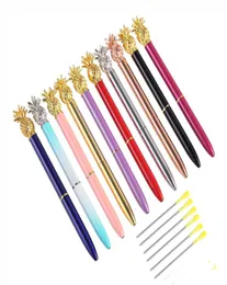 Новый дизайнер Creative Pineapple Head Metal Ballpoint Pens Fashion Luxury Pen Hrismas Gift Swedingoffice School Wrinting Tool9323660