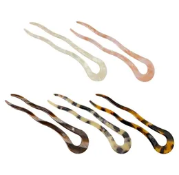 Hair Accessories Stick Clip Acetate Large Wavy UShaped Hairpin Tortoise Chignon Pin3837456