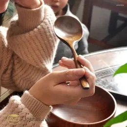 Colheres de colheres ecológicas colher de pau-amigável material natural utensílio japonês alça longa alça versátil ergonômica artesanal