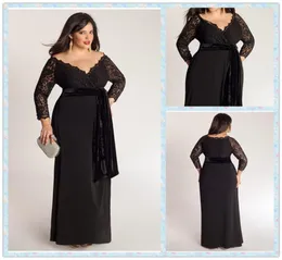 أنيقة Aline Plus Size مناسبة خاصة الفساتين الدانتيل العلوي SASH Offshulder Vneck 34 Long Sleeve Anklelength Ladies Pro4269842