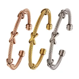 Stainless Steel Wire Bracelet with Welded Cross Accessory Electroplated in Four Colors Factory Price Fashion Jewelry 240412