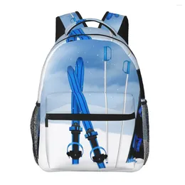 Backpack Ski Poles Snowboardwith Blue Sky Women Men Large Capacity Outdoor Travel Bag Casual