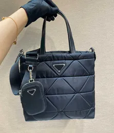 Kozmetik Çantalar Kılıflar 3 İçinde 1 Tote Çanta Naylon İplik Kompozit Çanak Üçgen Desen Alışveriş Çantası Crossbody Omuz Çantaları Yumuşak High3860127