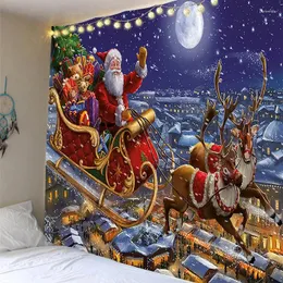 Tapestries Tapestry Santa Claus Holiday Gift Elk Cartoon Christmas Decorations Bedroom Atmosphere Room Background Wall