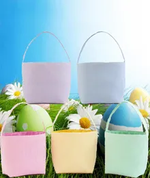 Seersucker Casquete listrado Festive Páscoa Candy Bolsa de Presente Easters Easters Bucket Outdoor Tote Bag Festival Decor6485985