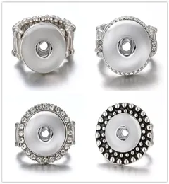 Nyaste 10pcslot snapband ring smycken passar 18mm ingefära metall silver knapp justerbar9695672