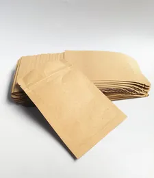 Food Grade Natural Kraft Paper bag Aluminum Foil Lined 3 Side Seal Mylar Flat Zipper Bags3396695