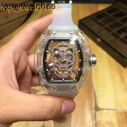 Designer Richardmill Watch Mens Mechanical Wristwatch Business Leisure Personalizado transparente Hollow Out Diam