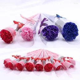 Fiori decorativi 1pc garofano di sapone rosa bouquet fiore artificiale singolo luminoso per San Valentino regali per la mamma