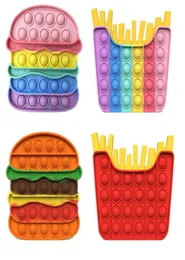 Rainbow Push Popper Bubbles Fidget Toys Hamburger Fresh Fries Shape Kids039s