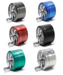 亜鉛合金ハンドクランク喫煙ハーブタバコグラインダー55mm63mm 4layerメタルドライダーハンドルGrinder1129086