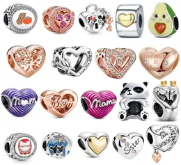 New S925 Sterling Silver Charme Logo Beds redonda Love Heart Heart Original Fit Bracelet Panda Pingente Classic Fashion Fashion DIY Ladies Mom Jóia Presente9281797
