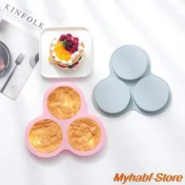 Moldes de cozimento Reutilizável Silicone Air Fryer Pan de ovo 3 Cavidade Não-bastão molde Diy Pudim Muffin Cake Kitchen Mold