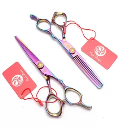 Hair Cutting Scissors 6quot 175cm JP 440C Multicolor Straight Scissors Thinning Shears Professional Hairdressing Scissors Drops9913979