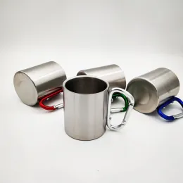 220 ml Thermaltransfer Kaffee Tasse Mahbgas -Carabiner -Handle Anpassungsgüter aus Edelstahl -Sublimation Portable Travel Cup JXW933 LL