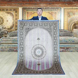 Mattor Yilong 4'x6 'Oriental Hand Made Silk Mattor Modern Knowted (HF034A)