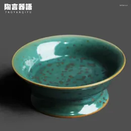 Plates Yuzhou Kiln Green Mineral Glaze High Snack Tray Home Ceramic Desktop Fruit Pastry Cookie Candy Place