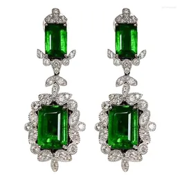 Dangle Earrings Korean Green Square Crystal Stone Drop For Women Trendy Rhinestone Geometric Earring Pendientes Fashion Jewelry