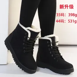 Scarpe casual stivali da neve invernali taglia da donna con tacco piatto caldo botas de mujer in moda peluche usura resistente alla suola in gomma anti -slip resistente