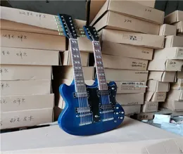 I Stock Real Pictures från Factory Double Neck Electric Guitar med HH PickupSchrome HardwareCan anpassas 55561870