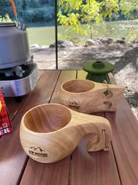 Tassen Untertassen upmood1 Outdoor Camping Holz Finnisch Tasse Kaffee Elefant Rumpf Schildkröte Doppelte Loch Milch