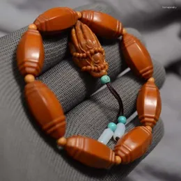 Bracciale nocciolo di noci tallone Buddha Magic un lampo di pietra pensiero intaglio dell'oliva a mano Hu