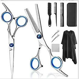 2024 Professionell frisör SCISSORS KIT Rostfritt stål Barber sax Tail Comb Hair Cloak Hair Cam Comb Styling Tool - Professional