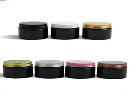 120G Black Pet Cream Make Up Jar с металлическими крышками 4 унции черный алюминиевый серебряный золотой розовые крышки и внутренняя площадка 20pcsgoods Qty3728779