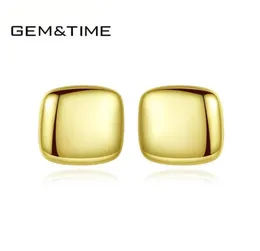 Gemtime Real 925 Sterling Silver Square Stud earrings for women gold plarted Geometric errings fine Jewelry joyas de plata888775