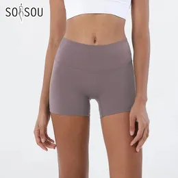 SOISOU Nylon Gym short Yoga Fitness Women Cycling Shorts Tight Elastic Breathable High Waist Sports Pants No T Lines 13 Colors 240408