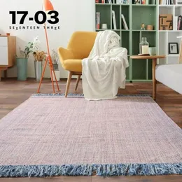 Carpets Nordic Cotton Linen Kilim Rug Floor Ethnic Style Carpet Door Tassel Foot Bedroom Non-slip Geometric Mat For Living Room