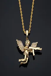 Высококачественные ювелирные украшения циркон Голдсилвер Симпатичный Ангел ребенок с ожерельем из ожерелья из оружия из нержавеющей стали для мужчин 4695341