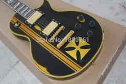 기타 무광택 블랙 표준 시리즈 제임스 헤트 필드 아이언 크로스 일렉트릭 기타와 골드 하드웨어 1451