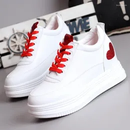 Casual Shoes Women Sneakers 8cm Hidden Heels White Platform Wedges Quality PU Leather Tenis Feminino Basket Femme