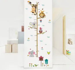 Skogsdjur lejon monkey uggla fågel hus träd höjd mått vägg klistermärke för barn rum affisch tillväxt diagram heminredning decal6838523