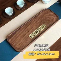 Bandejas de chá Bandela de madeira preta Bandeja de madeira chinesa recortada da janela seca e molhada mesa prática