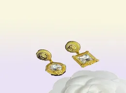 Fashion Basilisk Square Crystal Pingents Women's Bracelet Colar Stud Breathring Sets Brass Brass 18K Placing Gold Ladies Designer Jóias VE-8N15702401