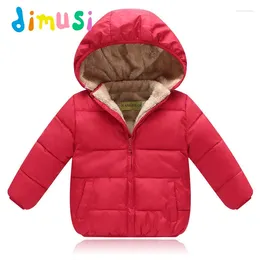 Jacken Dimusi Winter Boy's Cotton gepolsterte Schichten Kinder Kinder lässig Fleece warme Jacke Mode Mädchen verdicken Kapuzekleidung 2-8y