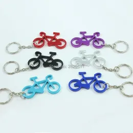 Rings wholesale72pcs自転車ボトルオープナーキーチェーンアルミニウム合金ビールオープナープロモーションキーリングギフトカスタマイズロゴ無料配送