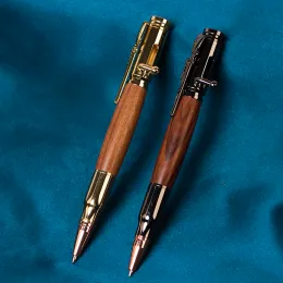 펜 창조적 인 단단한 목재+금속 볼트 펜 G2 리필 1.0mm 시그니처 펜 남자 문구 선물 펜 군대 팬 펜