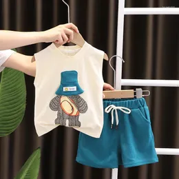 Kläder sätter koreanska barn sommarflicka pojke ärmlösa västar shorts passar barn mode kläder barn kostym