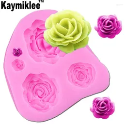 Pişirme Kalıpları Kaymiklee M025 Gül Çiçek Reçine Fondan Kalıplar Silikon Kalıp Çikolatalı Kek Sınır Gumpaste Dekorasyon Araçları