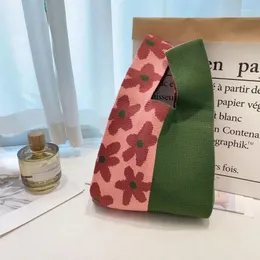 Bolsas de armazenamento bolsa de compras reutiliza bolsa feminina mini nó de nó de pulso