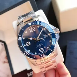 Верхние AAA Watch Longine S Conquest 3A Качество мужчин наблюдает за автоматическим механическим движением из нержавеющее браслет concas ceramic bezel Швейцарские наручные часы Hydroconquest