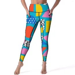 Pantaloni attivi Memphis retrò leggings geometrici colorati colorati yoga yoga casual gambe elastico ginnastico ginnastico