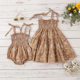 1-4 Jahre Familie Blumenkleidung für Monate und Baby-Mädchen Prinzen Party Kleid/Strampler Sommer Mom und ich Kleidung Outfits 240403